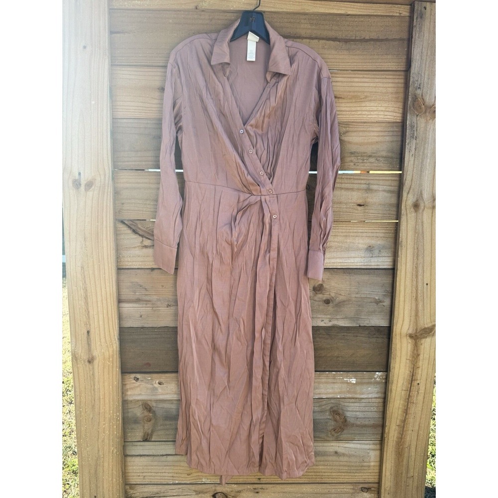 H&M Draped Shirt Dress Dusty Rose Color Size Women's Small
